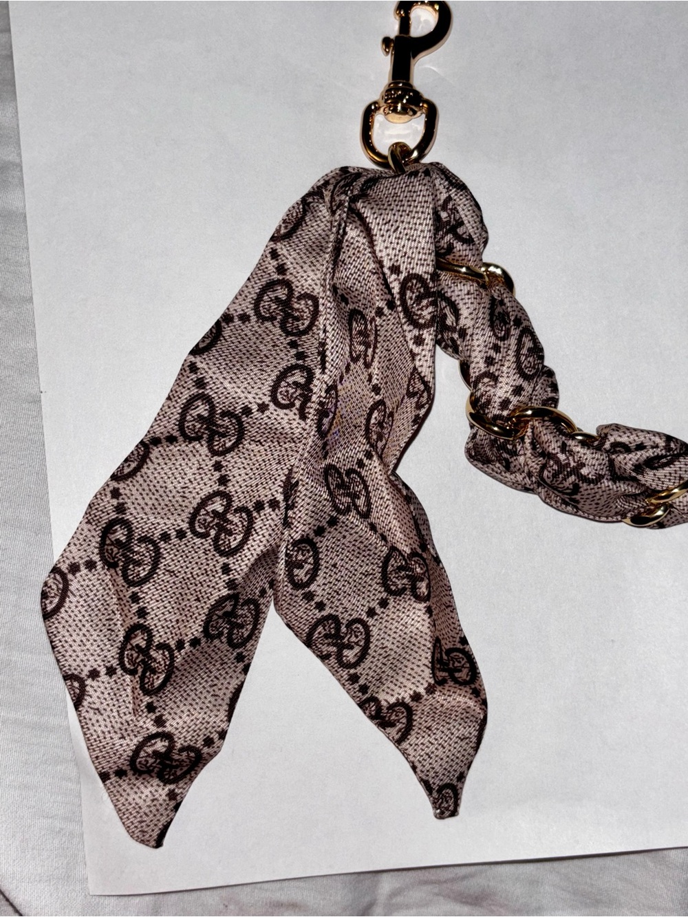 Brand New !! Bag Charm Monogram Scarf Chain with Gold Hardware - Picture 2 of 6